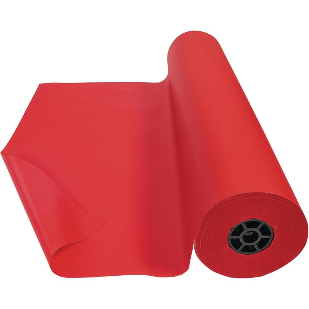 imageColorations Dual Surface Paper Roll Bright Green 36quot x 1000 Textured Paper Classroom Craft ampamp Art Supplies Bulletin Board Gift Wrapping Chalkboard WallpaperFlame Red