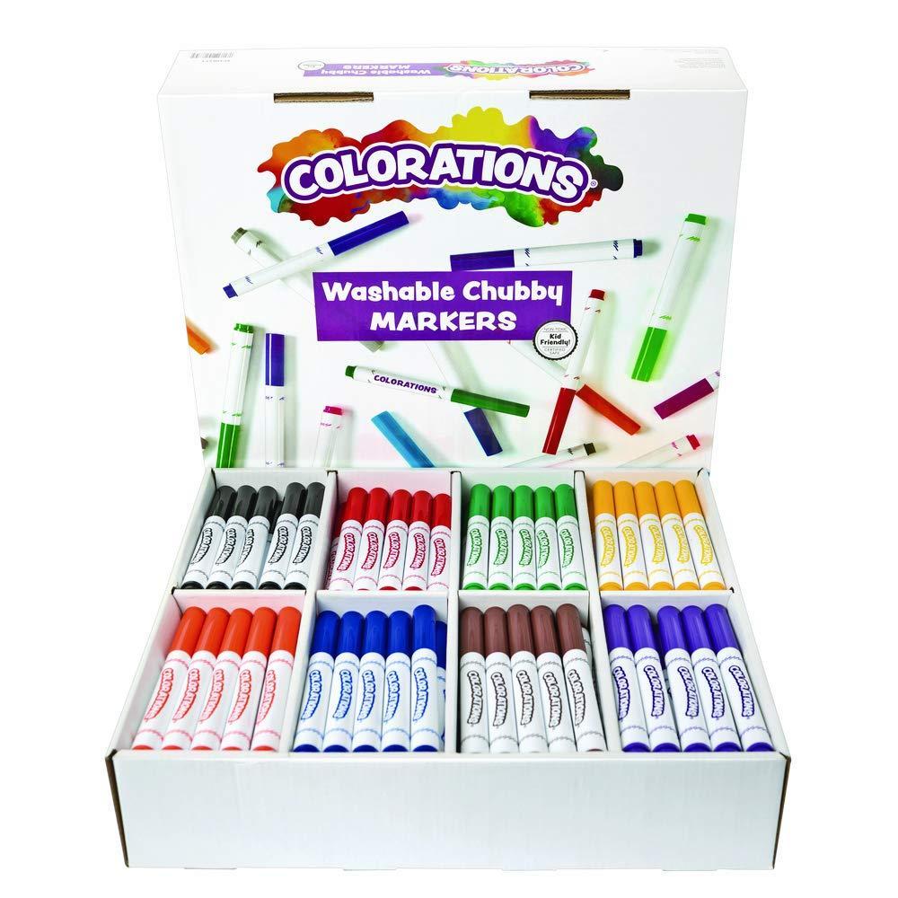 imageColorations Washable Chubby Markers Pack of 200 Classic Colors Washable Bulk Markers Classroom For Kids Preschool