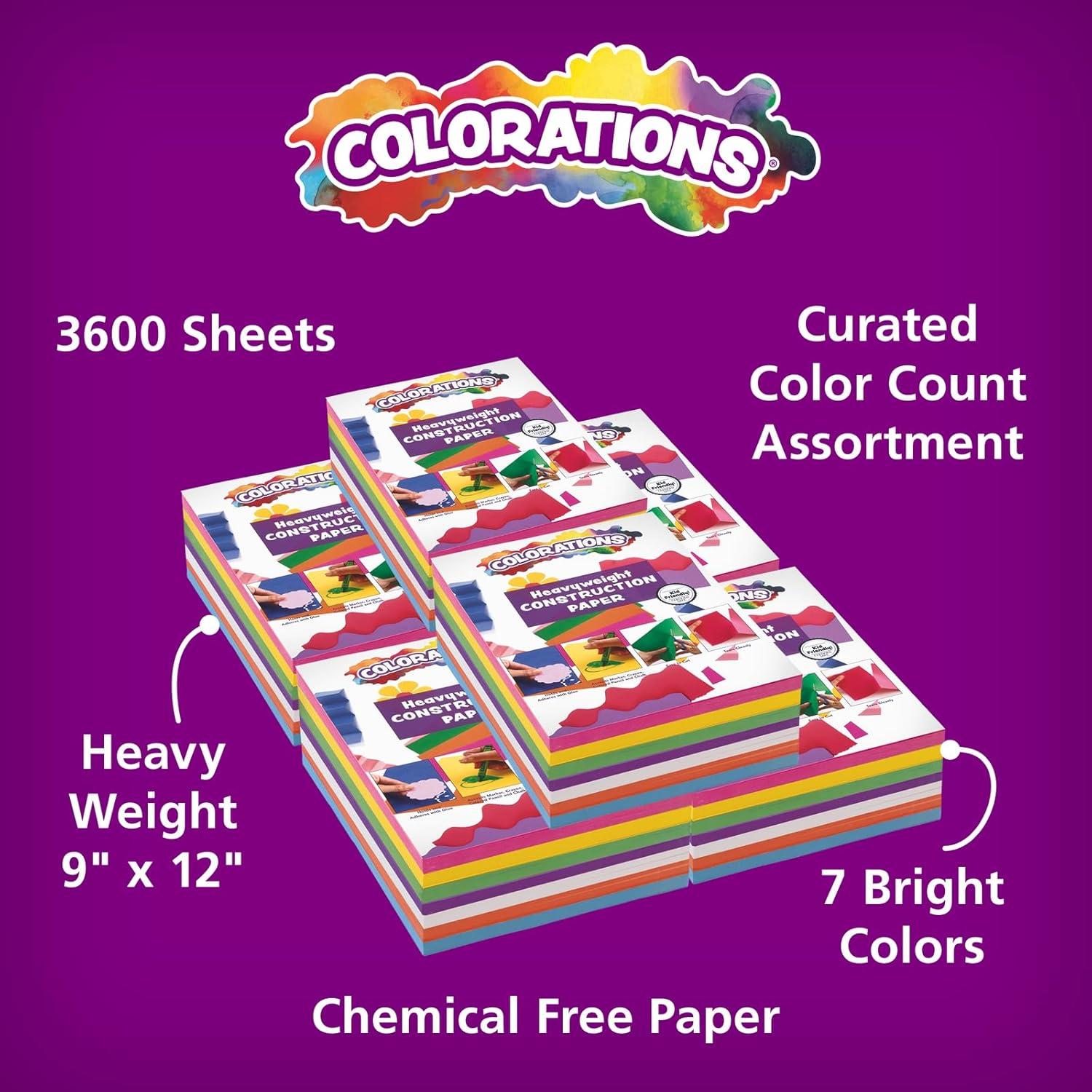 imageColorations Construction Paper for Kids  7 Bright Colors  600 Bulk Sheets of 9quotX12quot  Assorted Pack of HeavyDuty Craft Paper Bulk School Supplies6