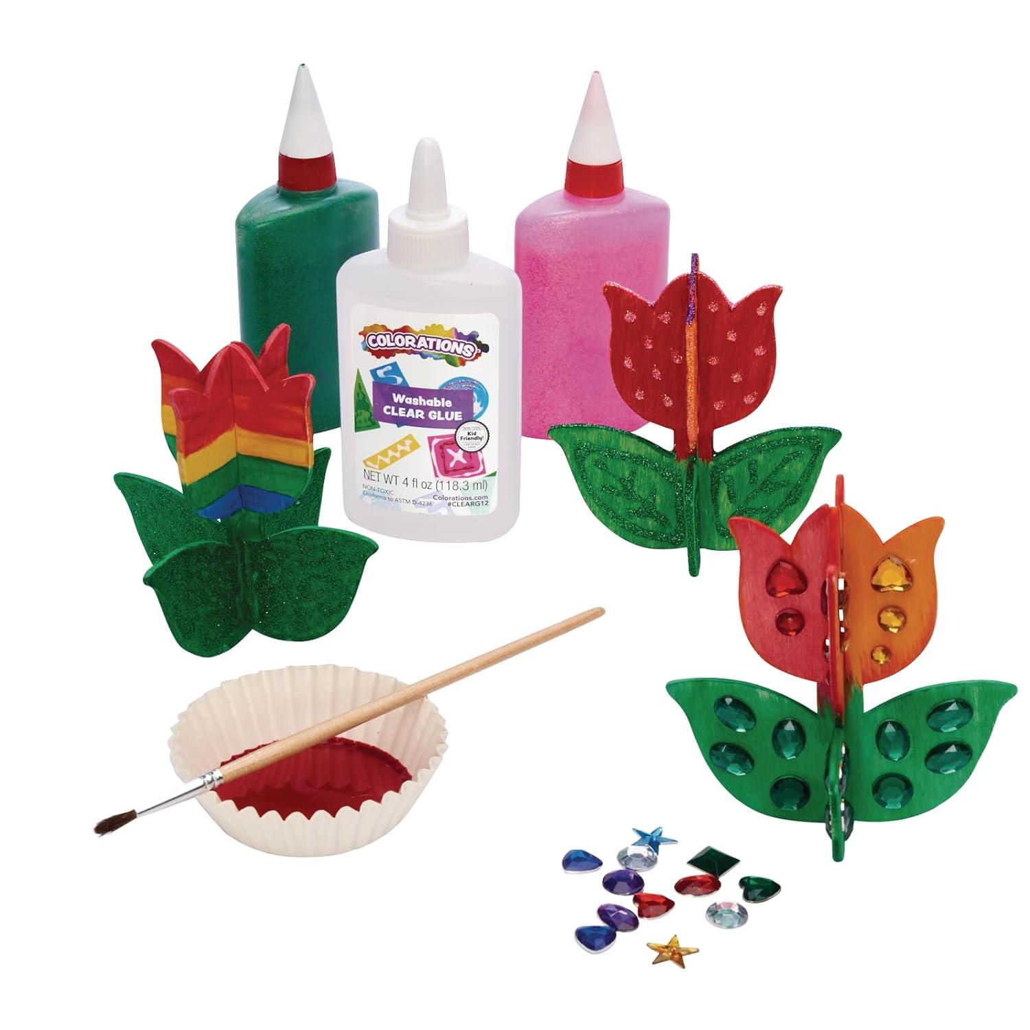 imageColorations Decorate Your Own Wooden Tulips Set of 12 Unique and Personalize Each Design Kids Craft Ready to Decorate Crafts Personalization DYO DIY Kids Craft Craft for Children