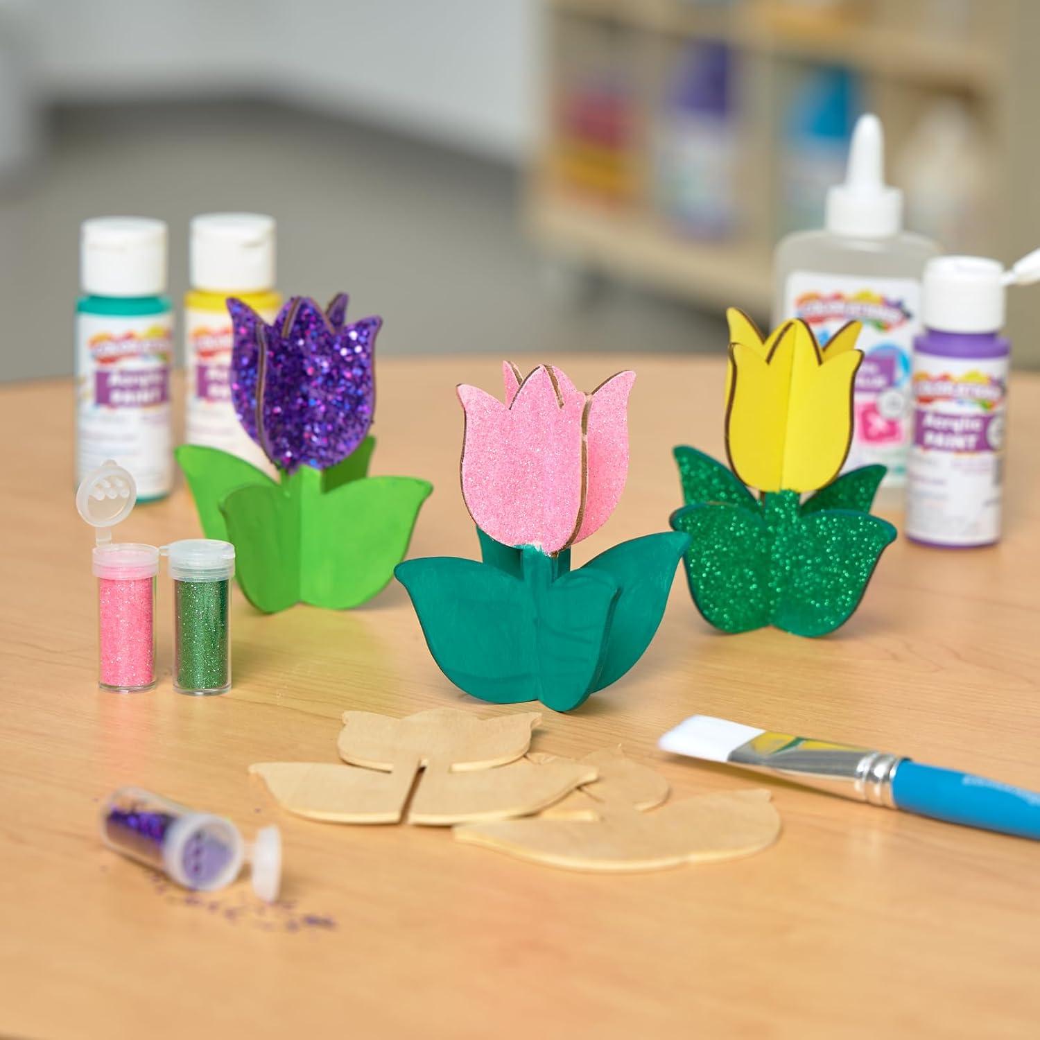 imageColorations Decorate Your Own Wooden Tulips Set of 12 Unique and Personalize Each Design Kids Craft Ready to Decorate Crafts Personalization DYO DIY Kids Craft Craft for Children