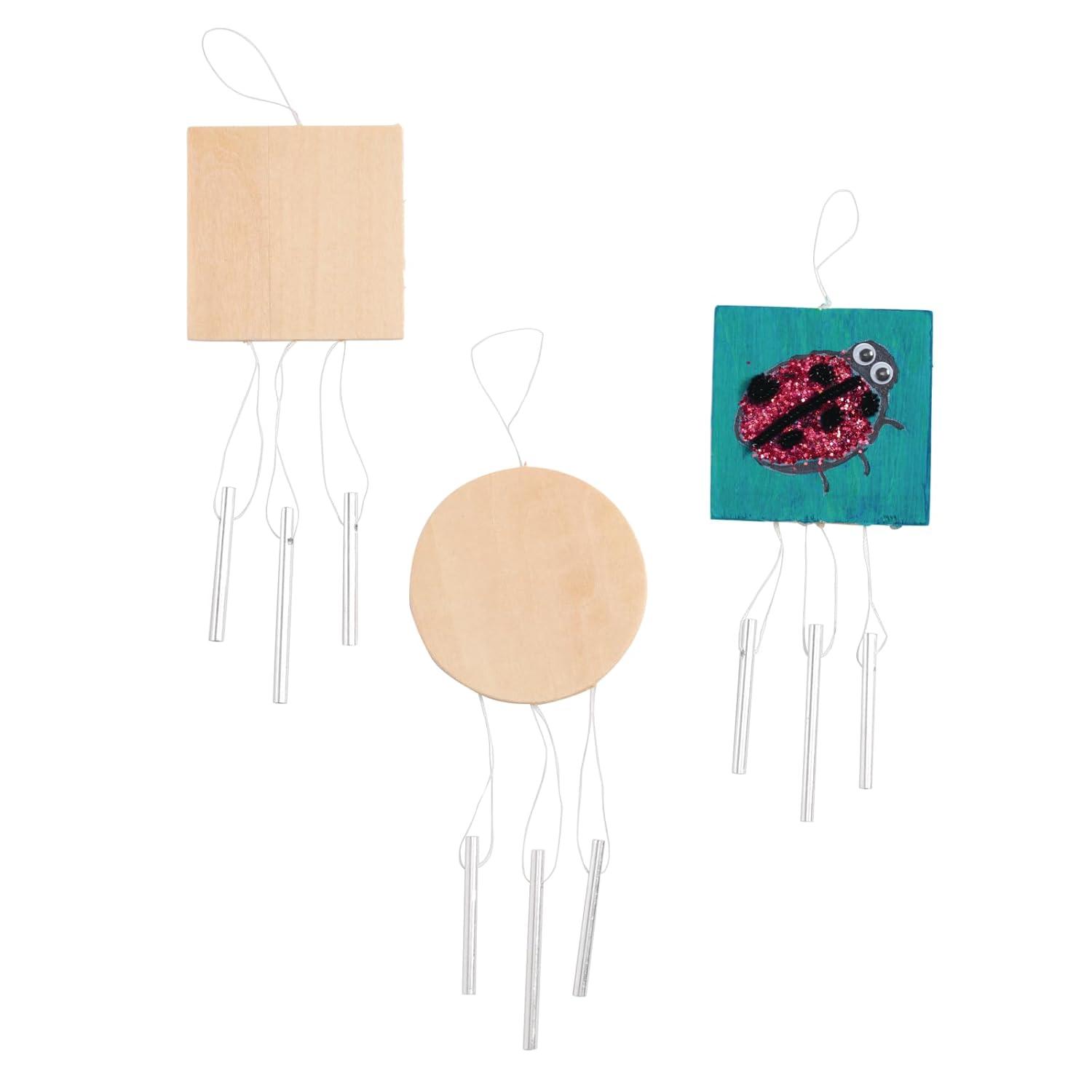 imageColorations Decorate Your Own Wooden Wind Chimes Kit Set of 12 2 Different Designs Ready to Decorate and create unique and personal Designs Fun Kids Craft Project Craft Project for Boys ampamp Girls