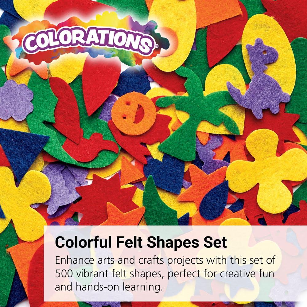Colorations Felt Embellishment Shapes & Colors, Set of 500, Assorted ...