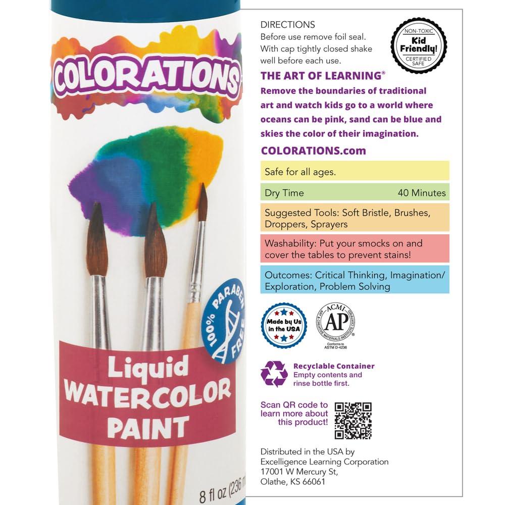 imageColorations PLWS Liquid Watercolor Paint 8 fl oz Set of 8 NonToxic Painting Kids Craft Hobby Fun Water Color Posters Cool effects Versatile GiftAssorted  Set of 21