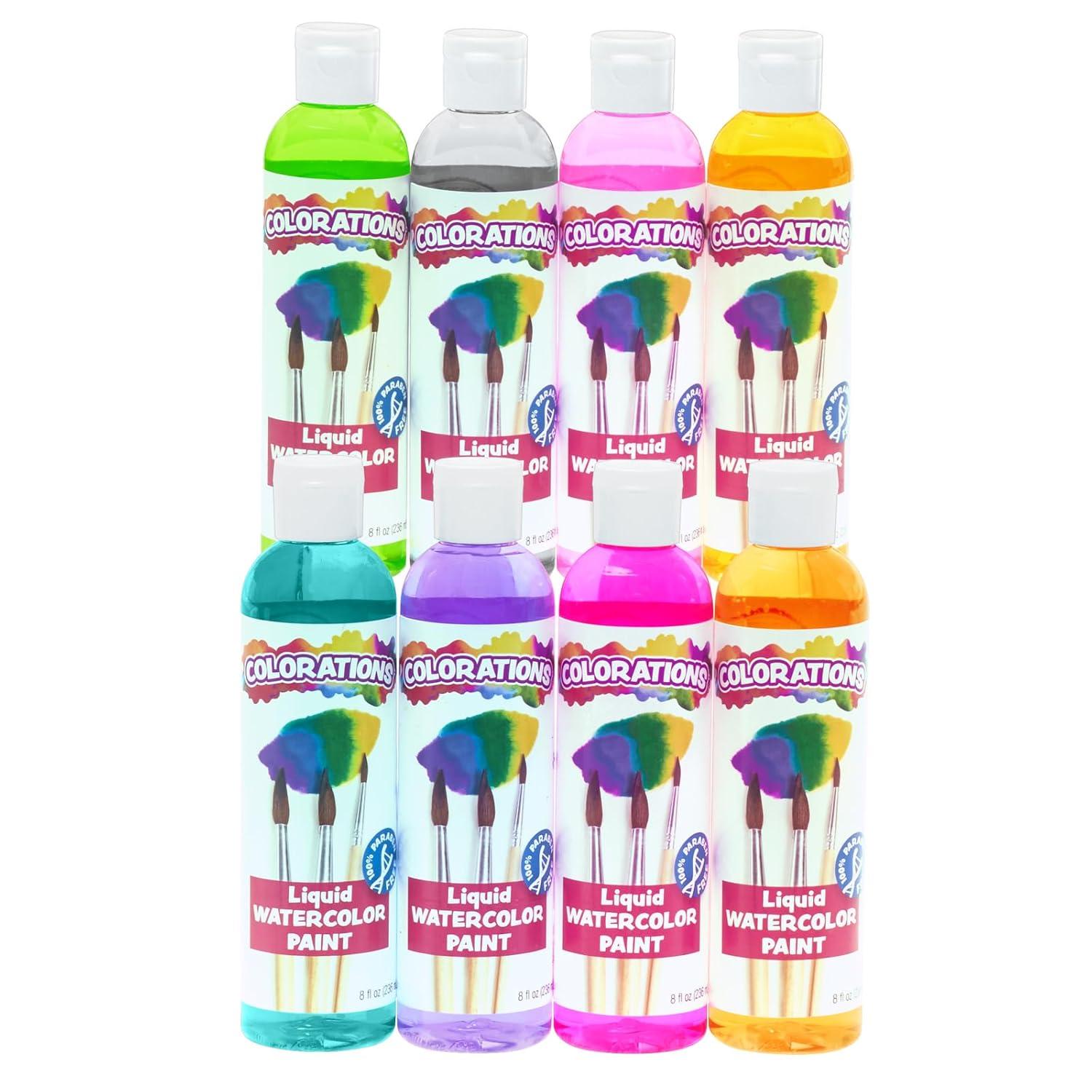 imageColorations PLWS Liquid Watercolor Paint 8 fl oz Set of 8 NonToxic Painting Kids Craft Hobby Fun Water Color Posters Cool effects Versatile GiftAssorted  Set of 8