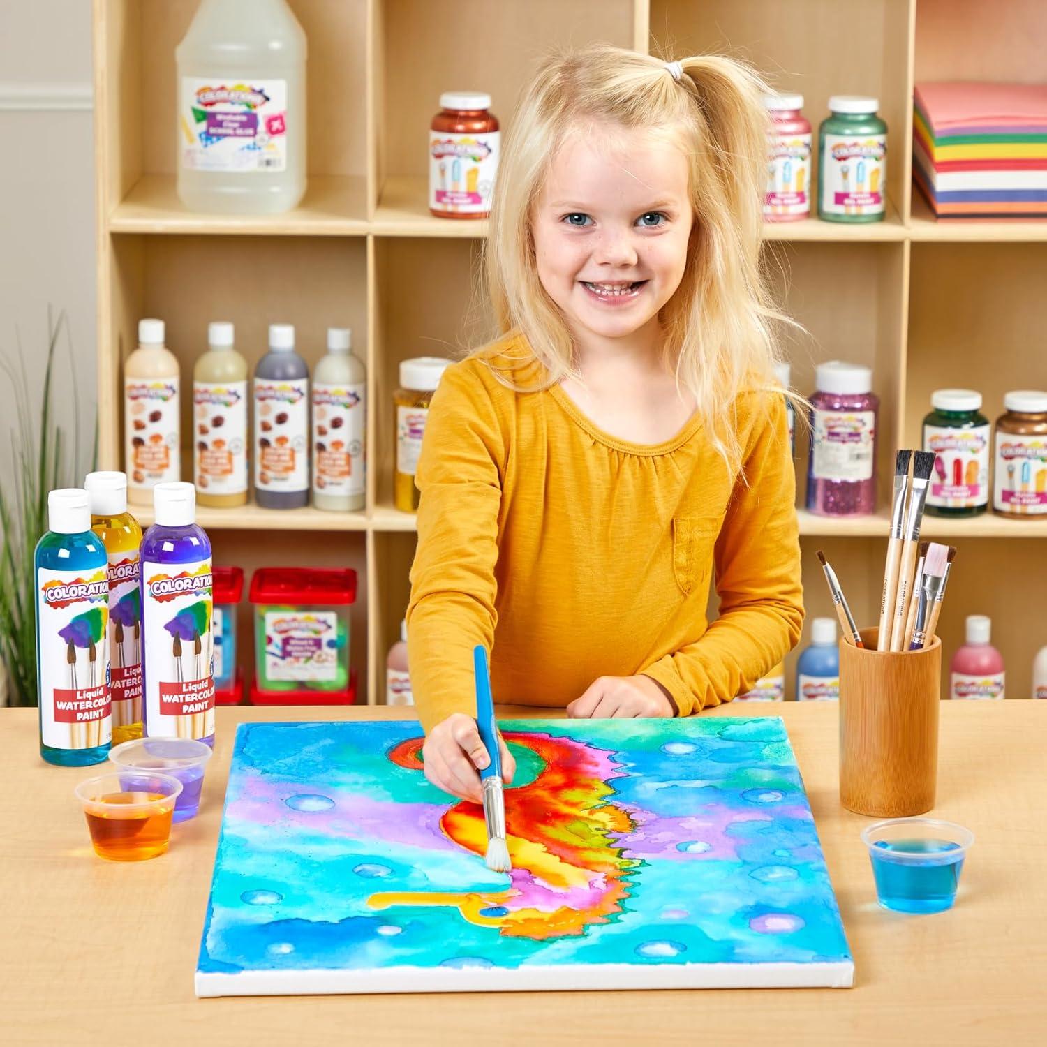imageColorations PLWS Liquid Watercolor Paint 8 fl oz Set of 8 NonToxic Painting Kids Craft Hobby Fun Water Color Posters Cool effects Versatile GiftAssorted  Set of 8