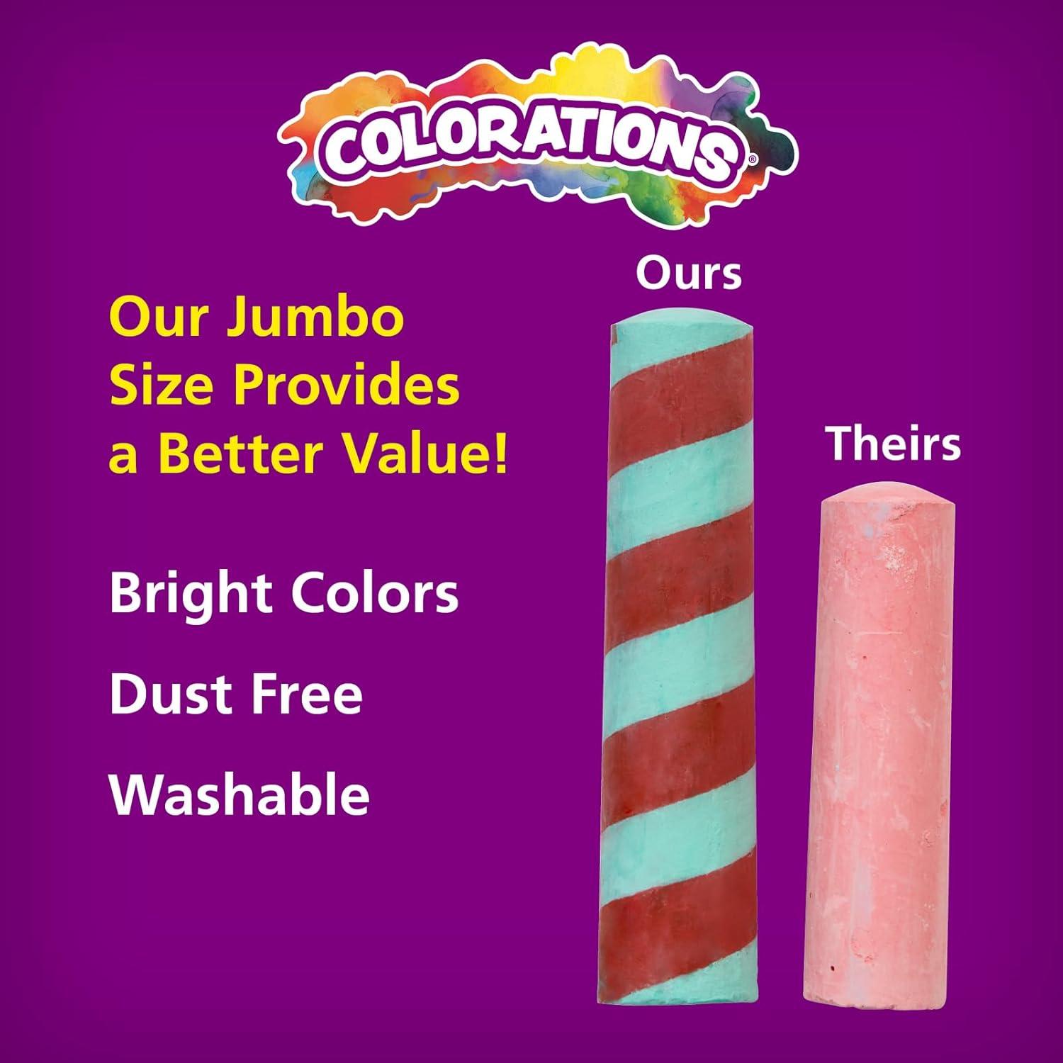 imageColorations Sidewalk Chalk  50pc 4 x 1 Washable Bright Colored Chalk Set  Fun Kid Art Colors ampamp Patterns  Draw on Classroom Chalkboard or Outdoor Playground  Jumbo Bulk50 Pieces