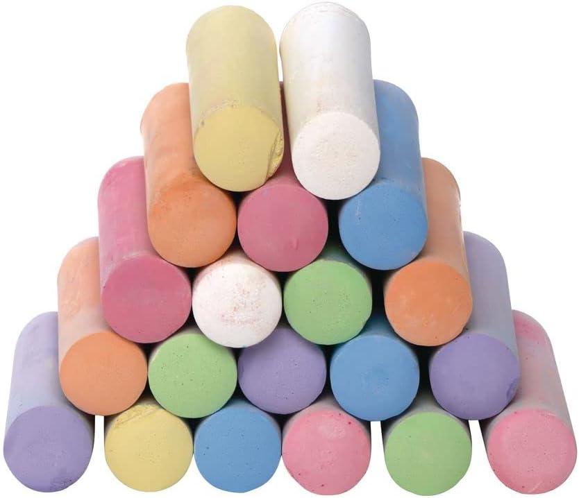 imageColorations Sidewalk Chalk  50pc 4 x 1 Washable Bright Colored Chalk Set  Fun Kid Art Colors ampamp Patterns  Draw on Classroom Chalkboard or Outdoor Playground  Jumbo BulkChalk and Compass Set