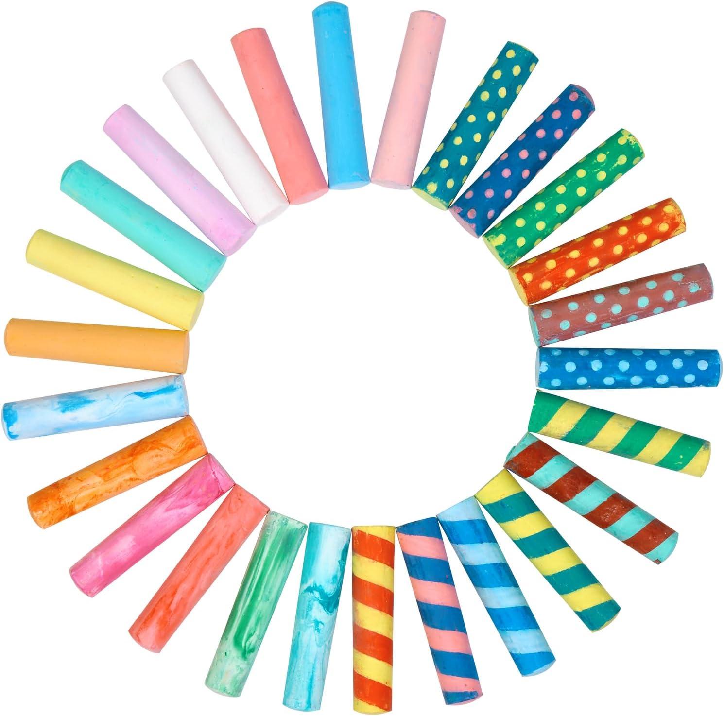 imageColorations Sidewalk Chalk  50pc 4 x 1 Washable Bright Colored Chalk Set  Fun Kid Art Colors ampamp Patterns  Draw on Classroom Chalkboard or Outdoor Playground  Jumbo Bulk50 Pieces