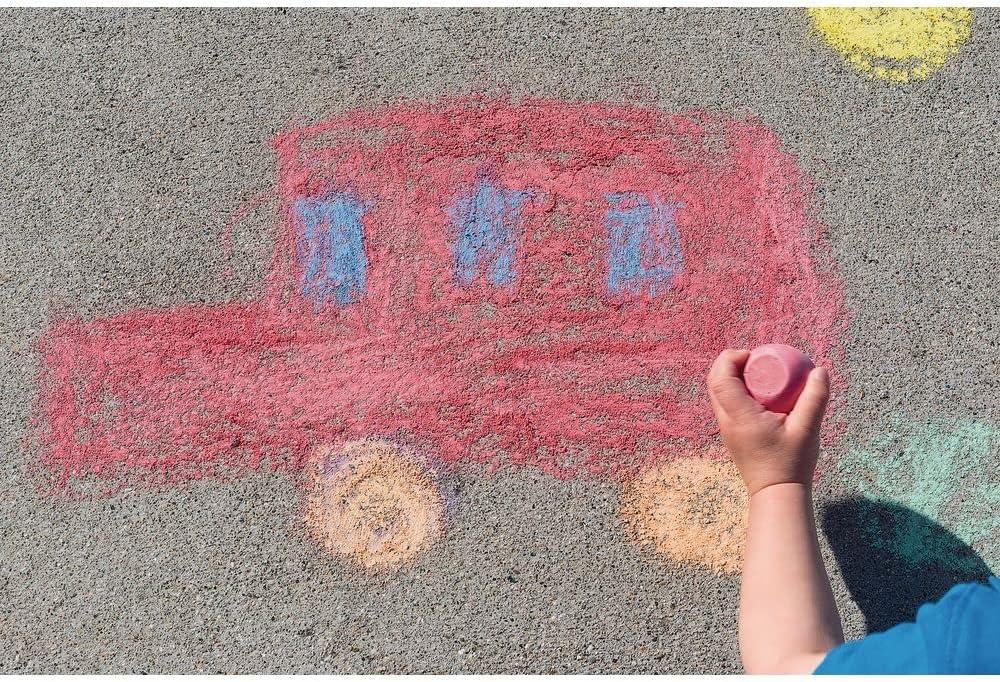 imageColorations Sidewalk Chalk  50pc 4 x 1 Washable Bright Colored Chalk Set  Fun Kid Art Colors ampamp Patterns  Draw on Classroom Chalkboard or Outdoor Playground  Jumbo BulkChalk Eggs  18 Pieces