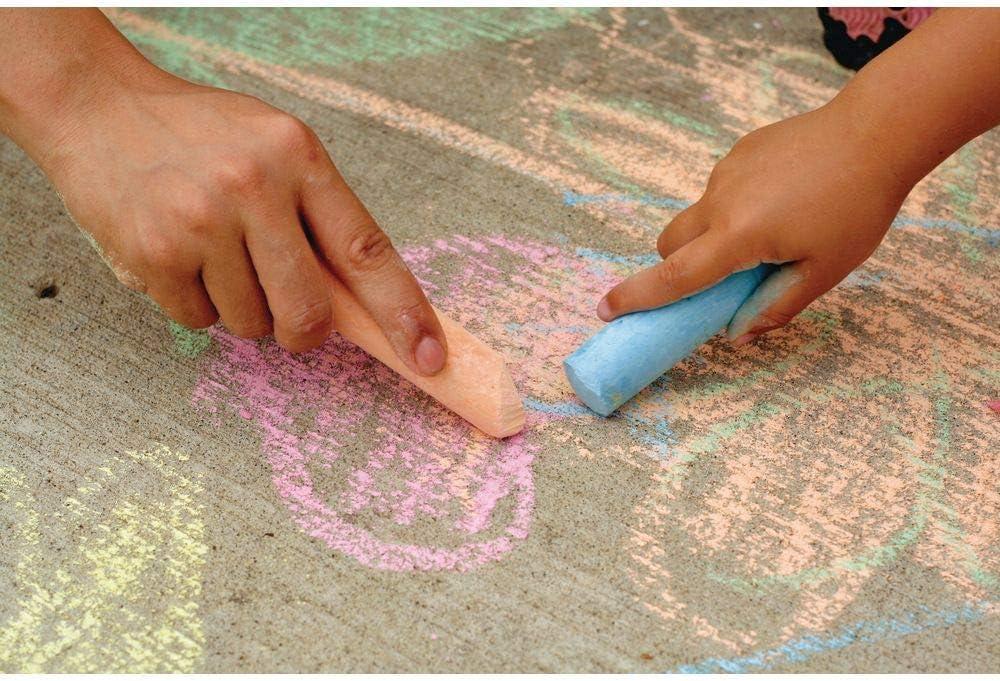 imageColorations Sidewalk Chalk  50pc 4 x 1 Washable Bright Colored Chalk Set  Fun Kid Art Colors ampamp Patterns  Draw on Classroom Chalkboard or Outdoor Playground  Jumbo BulkChalk and Compass Set