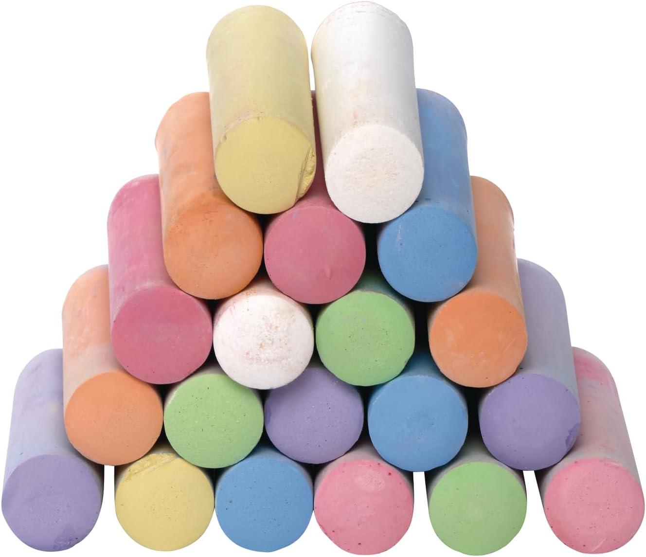imageColorations Sidewalk Chalk  50pc 4 x 1 Washable Bright Colored Chalk Set  Fun Kid Art Colors ampamp Patterns  Draw on Classroom Chalkboard or Outdoor Playground  Jumbo Bulk20 Pieces