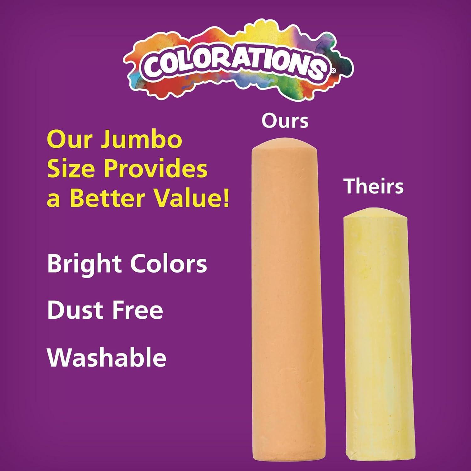 imageColorations Sidewalk Chalk  50pc 4 x 1 Washable Bright Colored Chalk Set  Fun Kid Art Colors ampamp Patterns  Draw on Classroom Chalkboard or Outdoor Playground  Jumbo Bulk126 Pieces