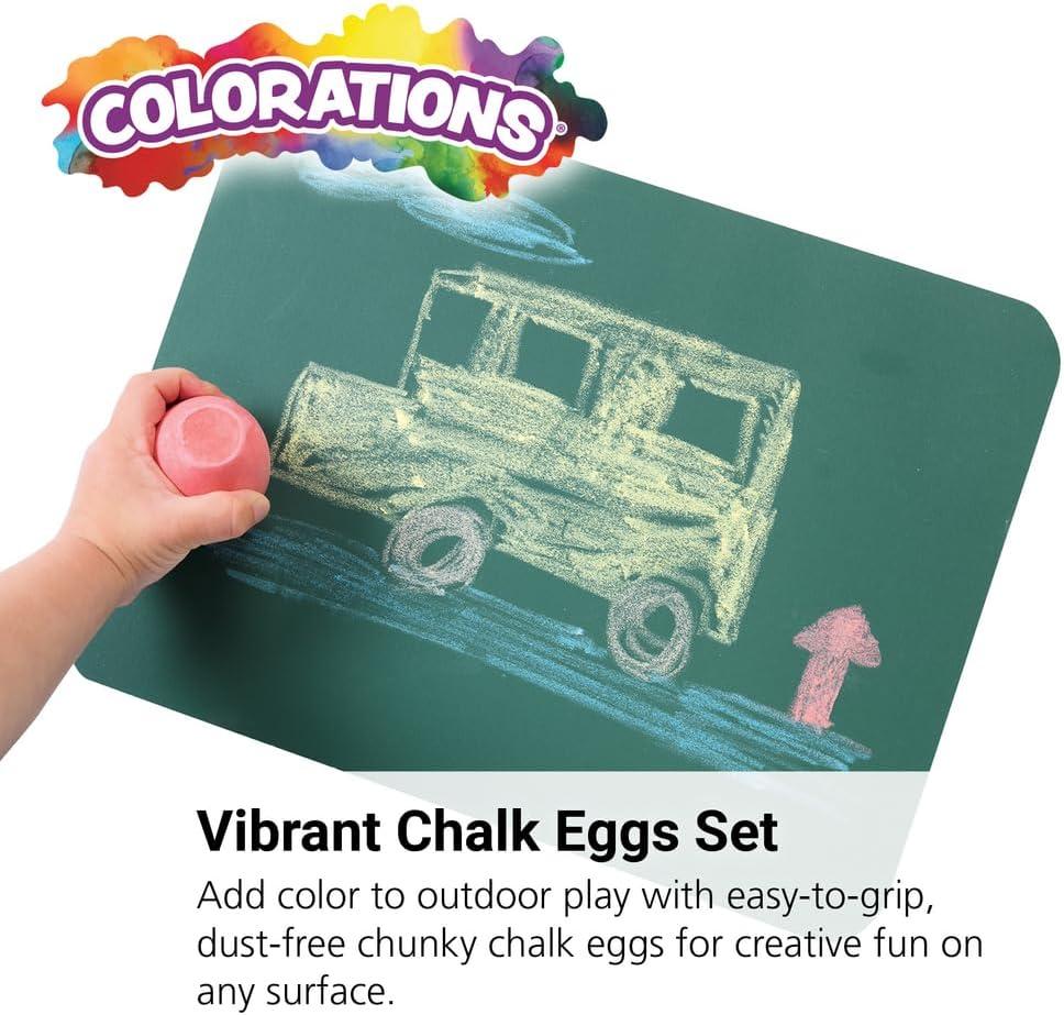 imageColorations Sidewalk Chalk  50pc 4 x 1 Washable Bright Colored Chalk Set  Fun Kid Art Colors ampamp Patterns  Draw on Classroom Chalkboard or Outdoor Playground  Jumbo BulkChalk Eggs  18 Pieces