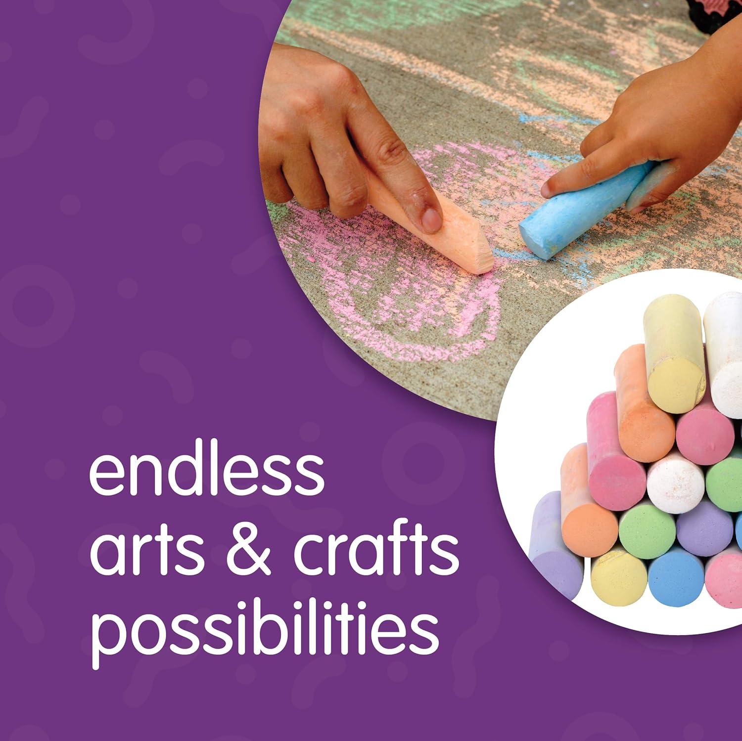 imageColorations Sidewalk Chalk  50pc 4 x 1 Washable Bright Colored Chalk Set  Fun Kid Art Colors ampamp Patterns  Draw on Classroom Chalkboard or Outdoor Playground  Jumbo Bulk20 Pieces