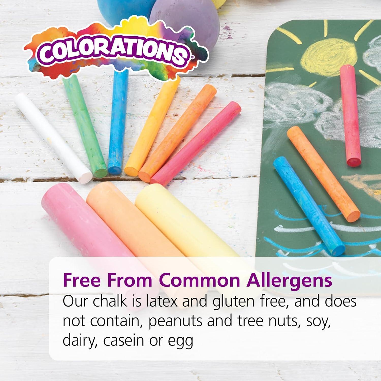 imageColorations Sidewalk Chalk  50pc 4 x 1 Washable Bright Colored Chalk Set  Fun Kid Art Colors ampamp Patterns  Draw on Classroom Chalkboard or Outdoor Playground  Jumbo Bulk50 Pieces