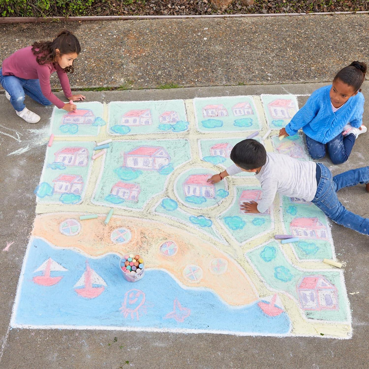 imageColorations Sidewalk Chalk  50pc 4 x 1 Washable Bright Colored Chalk Set  Fun Kid Art Colors ampamp Patterns  Draw on Classroom Chalkboard or Outdoor Playground  Jumbo Bulk20 Pieces