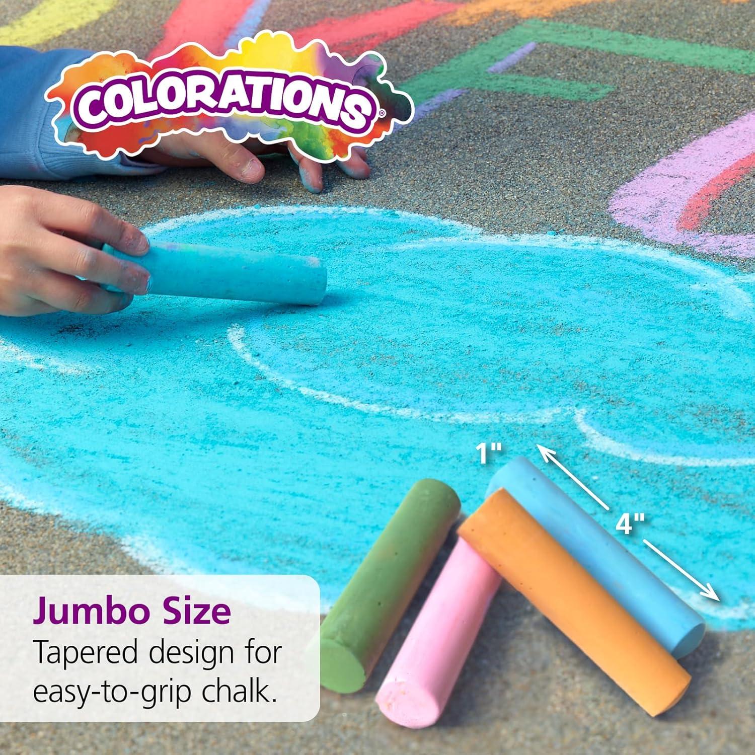 imageColorations Sidewalk Chalk  50pc 4 x 1 Washable Bright Colored Chalk Set  Fun Kid Art Colors ampamp Patterns  Draw on Classroom Chalkboard or Outdoor Playground  Jumbo Bulk126 Pieces