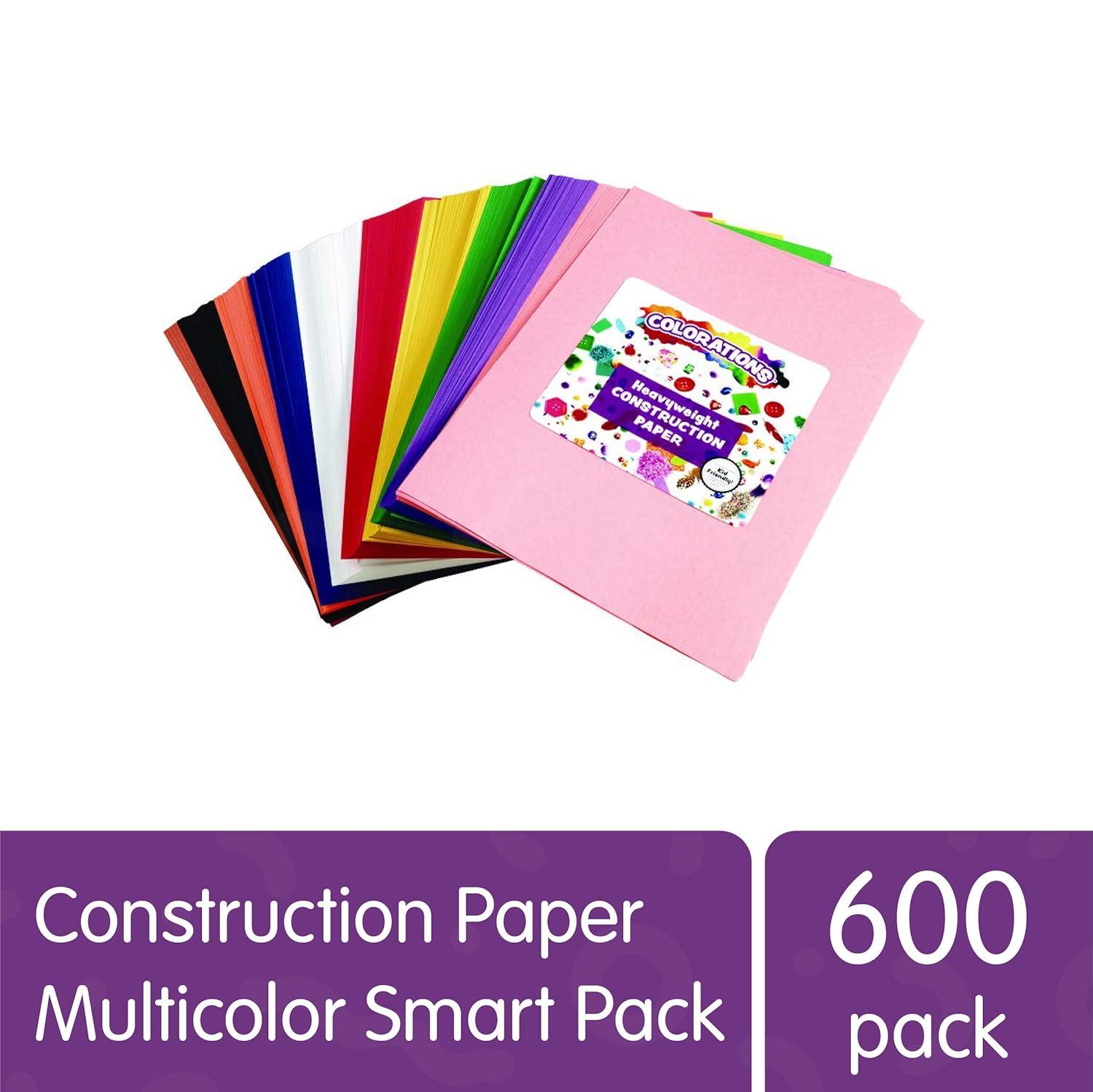 imageConstruction Paper Pack 10 Assorted Colors 12 inches x 18 inches 300 sheets heavyweight construction paper crafts art kids art painting coloring drawing creating arts and crafts9 x 12  600 Sheets