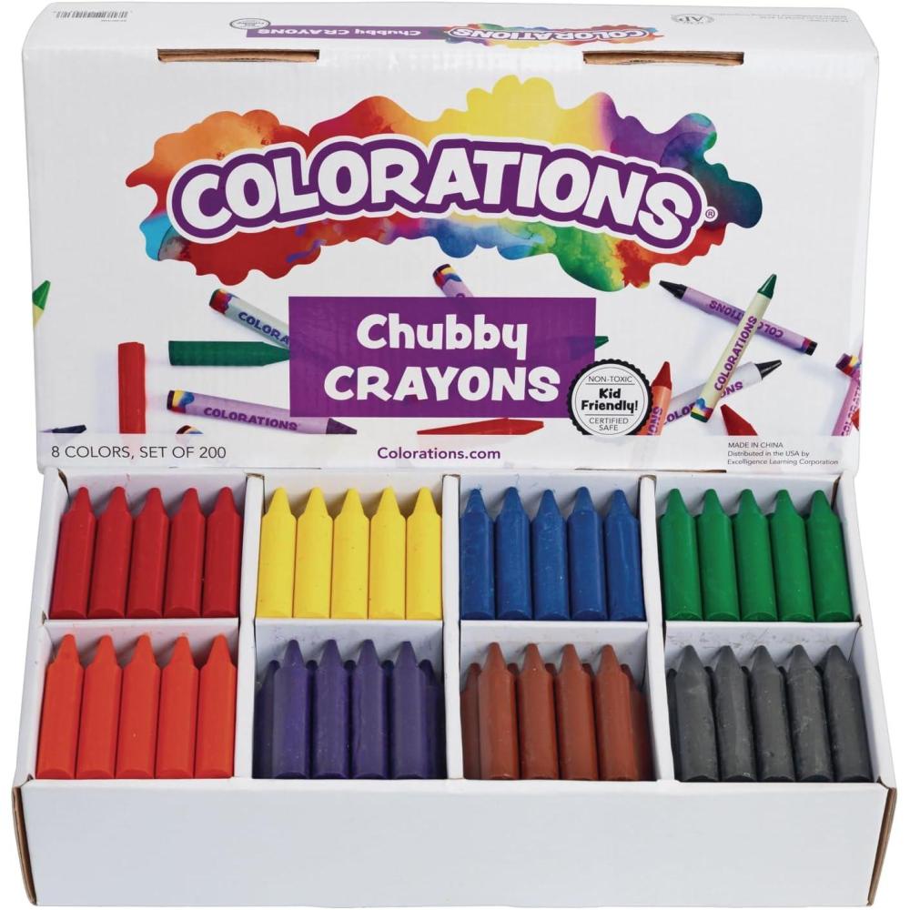 imageColorations Chubby Crayons for Kids Set of 200 Rainbow Crayons Classroom Supplies 21116quotL x 916quotDia Yellow200 Count Pack of 1