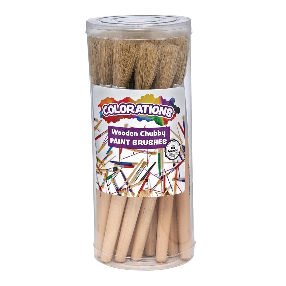 imageColorations Classic Wooden Chubby Paint Brushes for Children AllPurpose Paint Brushues Use for Arts ampamp Crafts Projects and All Types of Paint Mediums Set of 24 Brushes Kids Paint Brushes