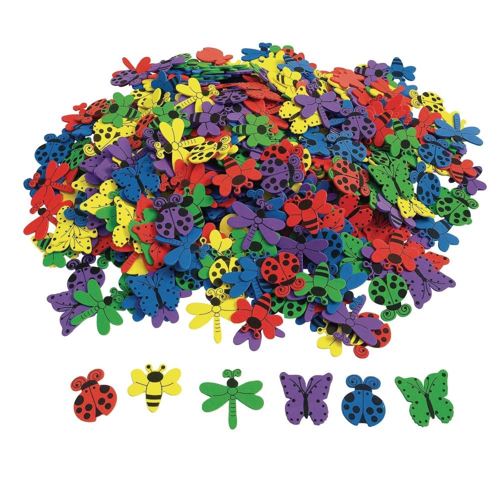imageColorations Flowers Hearts ampamp Bug Foam Shapes 500 Pieces  Assorted Shapes ampamp Sizes for Kids Crafts Sorting Shapes Made of Thick Precut Foam Ideal for Schools Daycares ampamp Home Use Kids CraftsBug Foam Shapes
