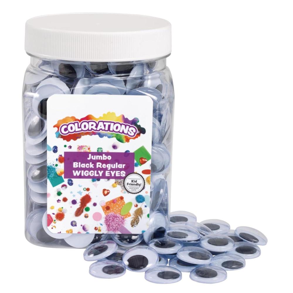 imageColorations Jumbo Wiggly Googly Eyes 300 Pieces in Jar Storage Black ampamp White 34 Inches Each Arts ampamp Crafts for KidsJumbo Black