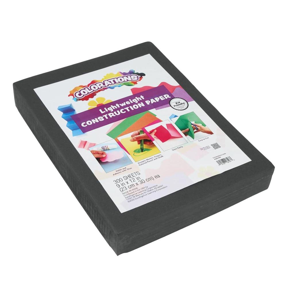 imageColorations Lightweight Construction Paper Value Pack 10 Colors 300 Sheets with Bonus Stencil Everyday Use Classroom Supplies Daycare Supplies PreSchool at Home useBlack  300 Sheets