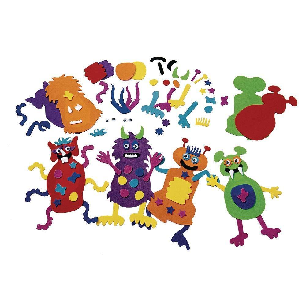 imageColorations MONSTERS Foam Monster Making Kit for Kids Kit for 12 Imagination Halloween SelfAdhesive Arts ampamp Crafts Creature DIY Decorate Rainy Day Activity