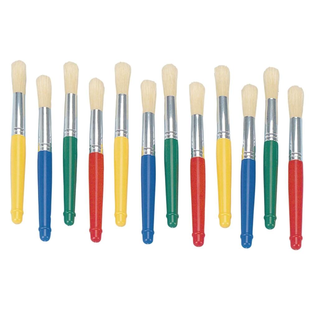 imageColorations Plastic Handle Jumbo Chubby Paint Brushes for Kids Painting Multipack 12 Pack ModelBTPB