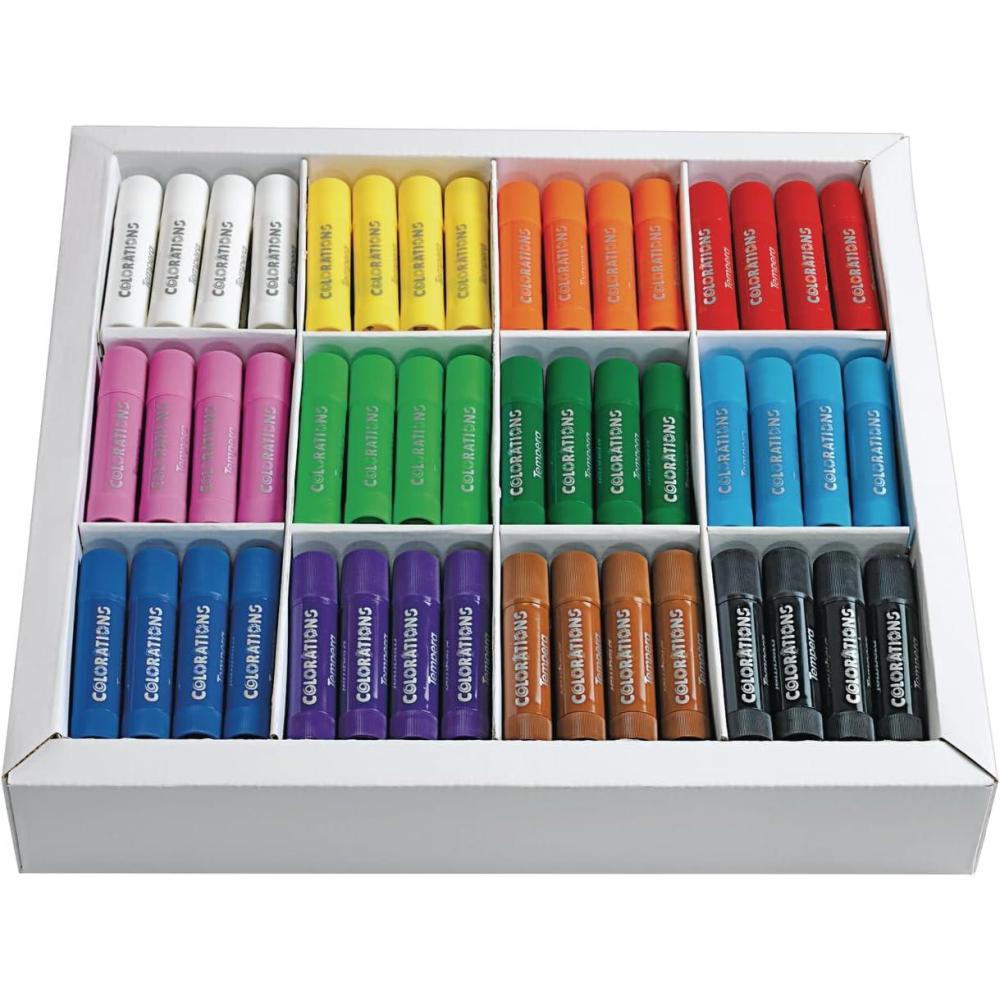imageColorations Tempera Paint Sticks 144 Pcs 12 Colors NonToxic MessFree Art Supplies for Kids Bulk Set for the ClassroomRainbow  144 PK