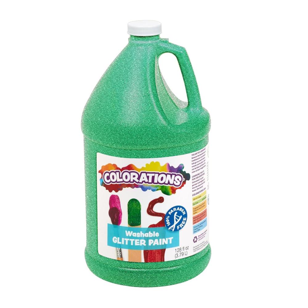 imageColorations Washable Glitter Paint Silver  16 oz Item  CGPSIGreen