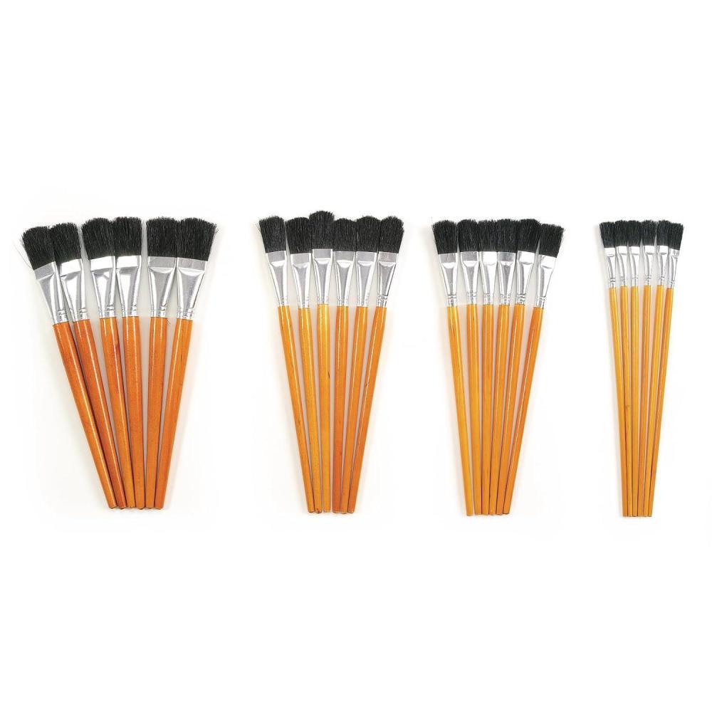 imageColorations Wooden Paint Brushes Natural Bristles Set of 24 10 inch paint brushes 4 Different Widths 6 of each Classroom Painting Kids Brushes Art Supplies School Supplies Easels