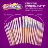 Colorations Easel Paint Brushes, Assorted Sizes, Value Pack, Set of 12 Paint Brushes, Wooden Handles, Natural Bristles, Round & Flat Shaped Tips, Kids Paint Brushes, Paint Brushes for Children