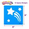 Colorations Garden Stencils, 12 Garden Designs, Made from Washable Plastic, 8 inches Each, Jumbo Size, Sturdy Stencils, Great for Creating Art, Kids Stencils, Stencils for Children(Outer Space 12PK)