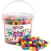 Colorations Jumbo Plastic Pony Beads, 1.5 Pounds in Reusable Bucket, Multi Pack, Assorted Colors, Classroom Pack(Small)