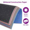 Colorations Lightweight Construction Paper, Value Pack, 10 Colors, 300 Sheets with Bonus Stencil, Everyday Use, Classroom Supplies, Daycare Supplies, Pre-School, at Home use(Glitter  50 Sheets)