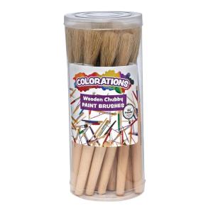Colorations® Classic Wooden Chubby Paint Brushes for Children, All-Purpose Paint Brushues, Use for Arts & Crafts Projects and All Types of Paint Mediums, Set of 24 Brushes, Kids Paint Brushes