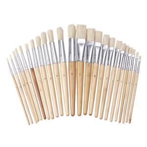 Colorations Easel Paint Brushes, Assorted Sizes, Value Pack, Set of 12 Paint Brushes, Wooden Handles, Natural Bristles, Round & Flat Shaped Tips, Kids Paint Brushes, Paint Brushes for Children