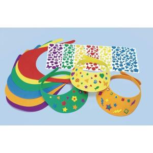 Colorations Fun Foam Visors for Kids, Kit for 12, EVA Foam, Self-Adhesive, No-Glue, Assorted Colors, Wearable, Arts & Crafts, Create, Personalize, Birthday Party, Teacher
