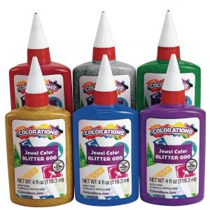 Colorations® Glitter Goo, 6 Colors, Each 4oz, Use with Crafts, Great for Home or School Use, Great for Arts & Crafts, Decorating, Slime, Holiday Party, Weddings, Safe & Non Toxic Glitter Gloo