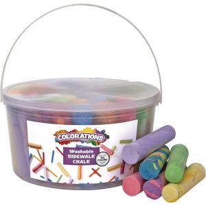 Colorations Sidewalk Chalk – 50pc 4” x 1” Washable, Bright Colored Chalk Set – Fun Kid Art Colors & Patterns – Draw on Classroom Chalkboard or Outdoor Playground – Jumbo Bulk(50 Pieces)