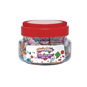 Colorations® Sparkly Self-Stick Gem Jar, Fun Assorted Shapes and Colors, Create Crafts and Projects, Group Activities, Summer Camp, and Senior Centers, Pieces are Approximately 3/8″W, 900 Pieces