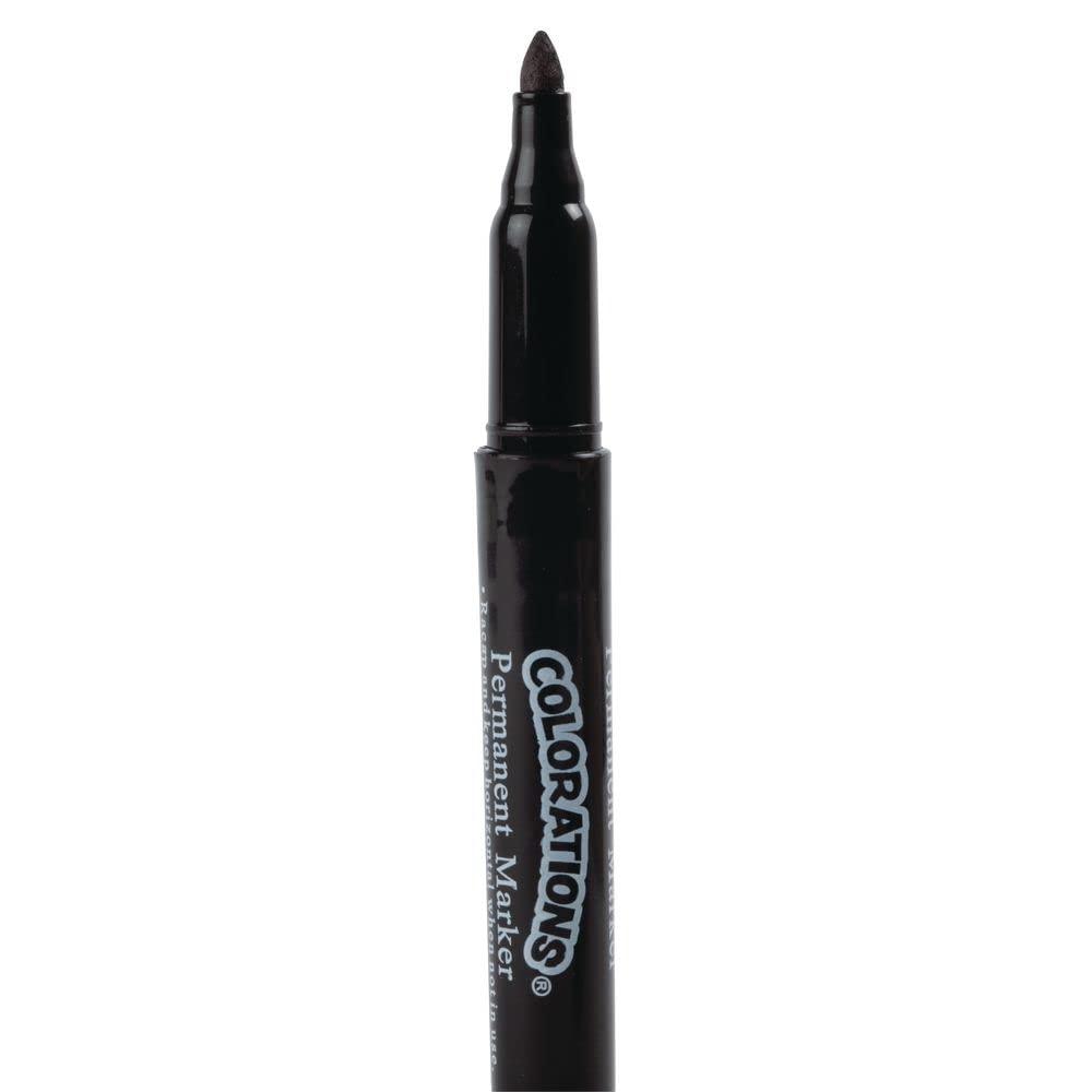 imageColorations Black Permanent FineTip Markers Set of 12 Use on paper plastic metal and more Ink dries quickly and is NonToxic Use for Classroom Home or Office