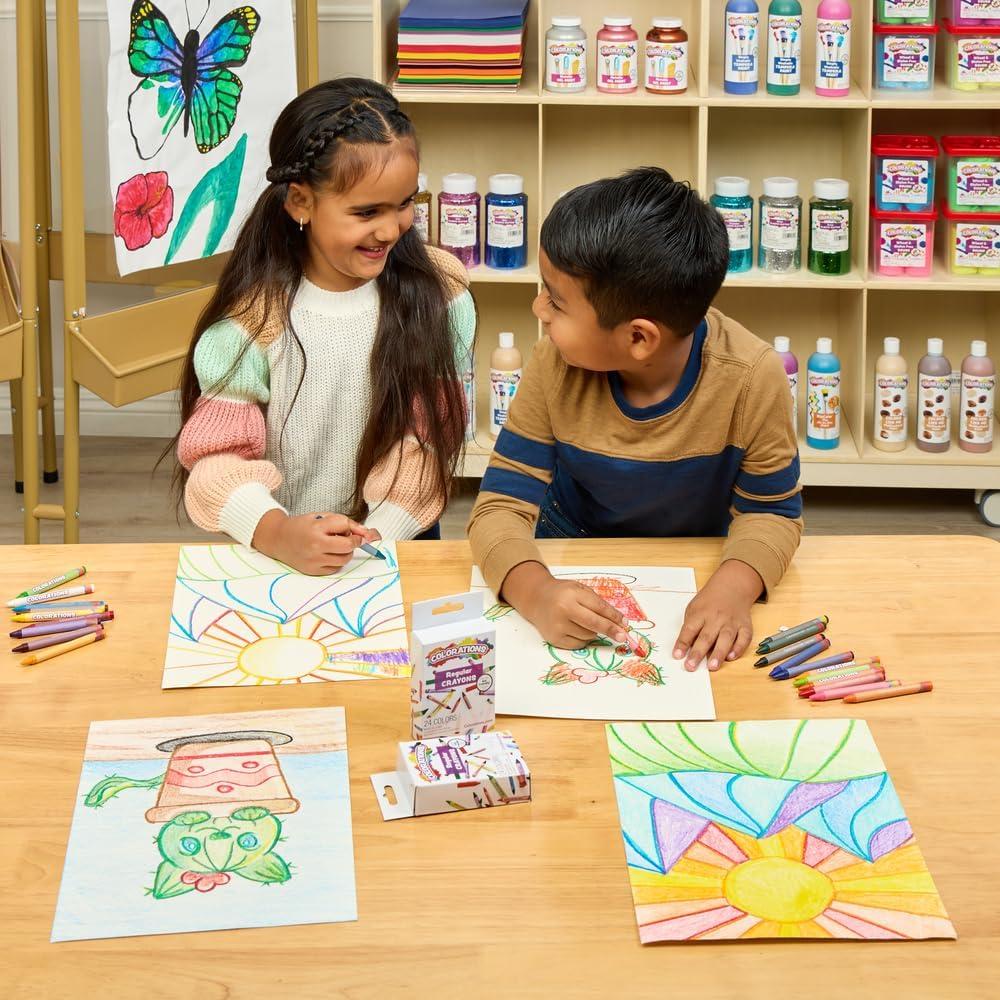 imageColorations Crayons 24 Colors Non Toxic Crayons Crayons for Kids Crayons for Toddlers Kids Crayons Coloring Drawing Toddler Crayons Toddler Art Supplies Preschool Crayons2 Packs