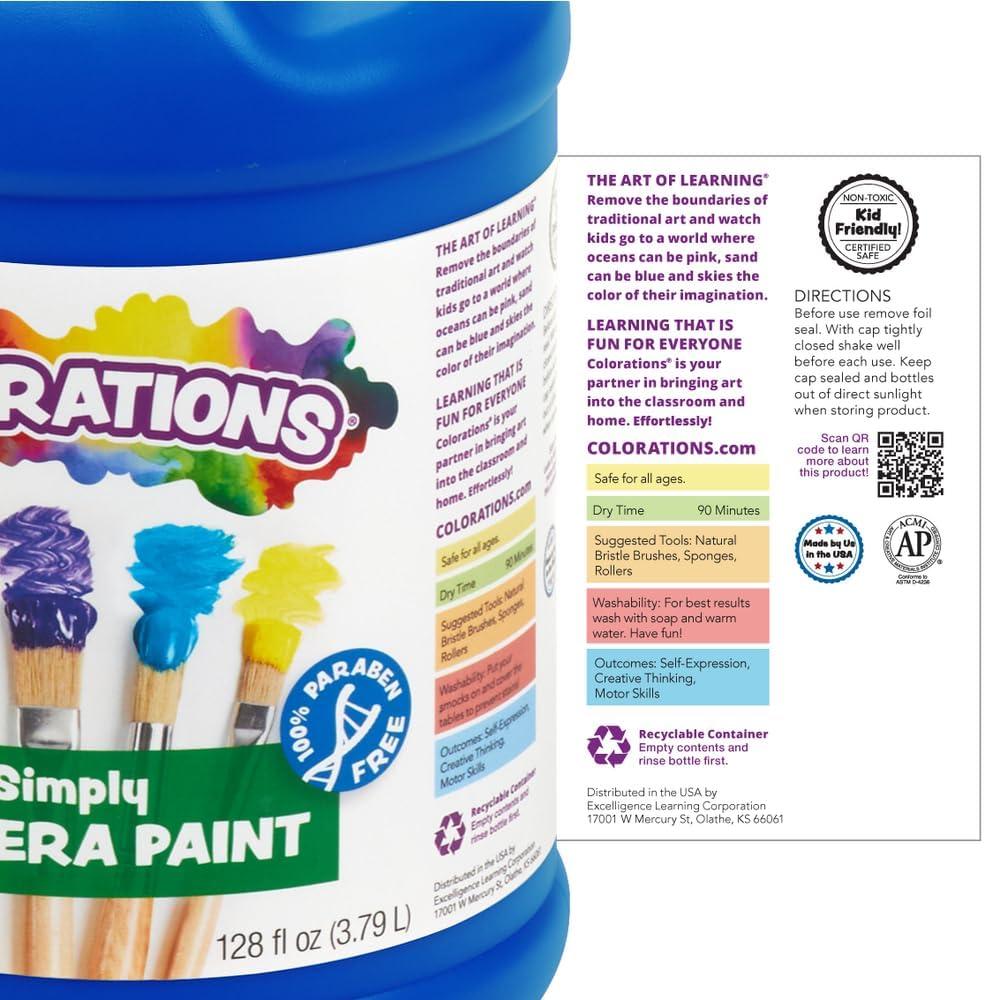 imageColorations Washable Tempera Paint Classroom Art Supplies School Paints Gallon Size 12 Colors Non Toxic Bright Bold Color Kids Paint Craft Hobby Fun Crafting Supply Paint SetPurple