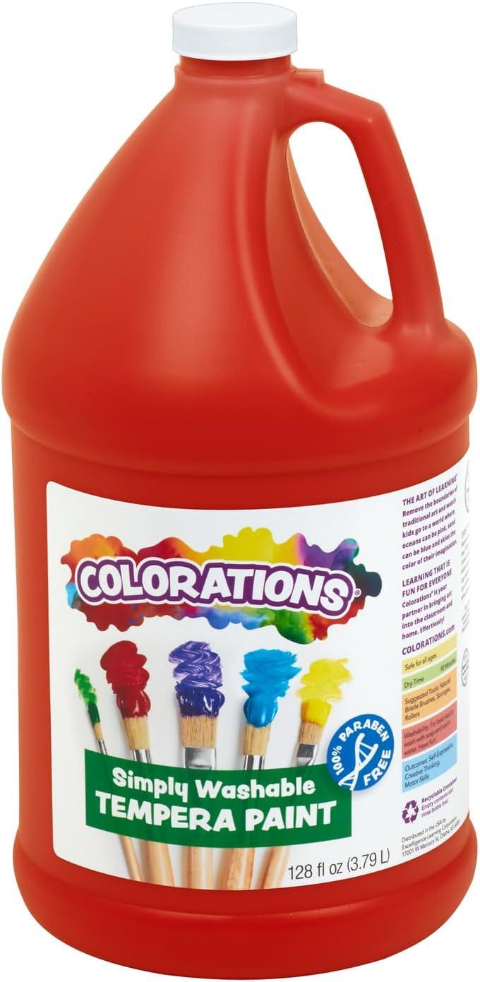 imageColorations Washable Tempera Paint Classroom Art Supplies School Paints Gallon Size 12 Colors Non Toxic Bright Bold Color Kids Paint Craft Hobby Fun Crafting Supply Paint SetRed