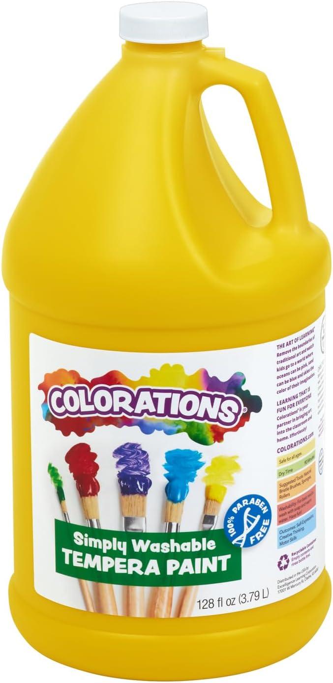 imageColorations Washable Tempera Paint Classroom Art Supplies School Paints Gallon Size 12 Colors Non Toxic Bright Bold Color Kids Paint Craft Hobby Fun Crafting Supply Paint SetYellow