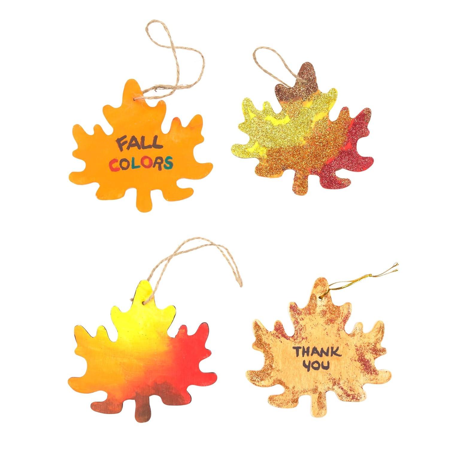 imageColorations Wooden Leaf Ornaments Set of 12 Natural wood Ready to Decorate DIY Fall Decoration Arts and Crafts Fall Crafting Classroom Teacher Crafts Thanksgiving Nature