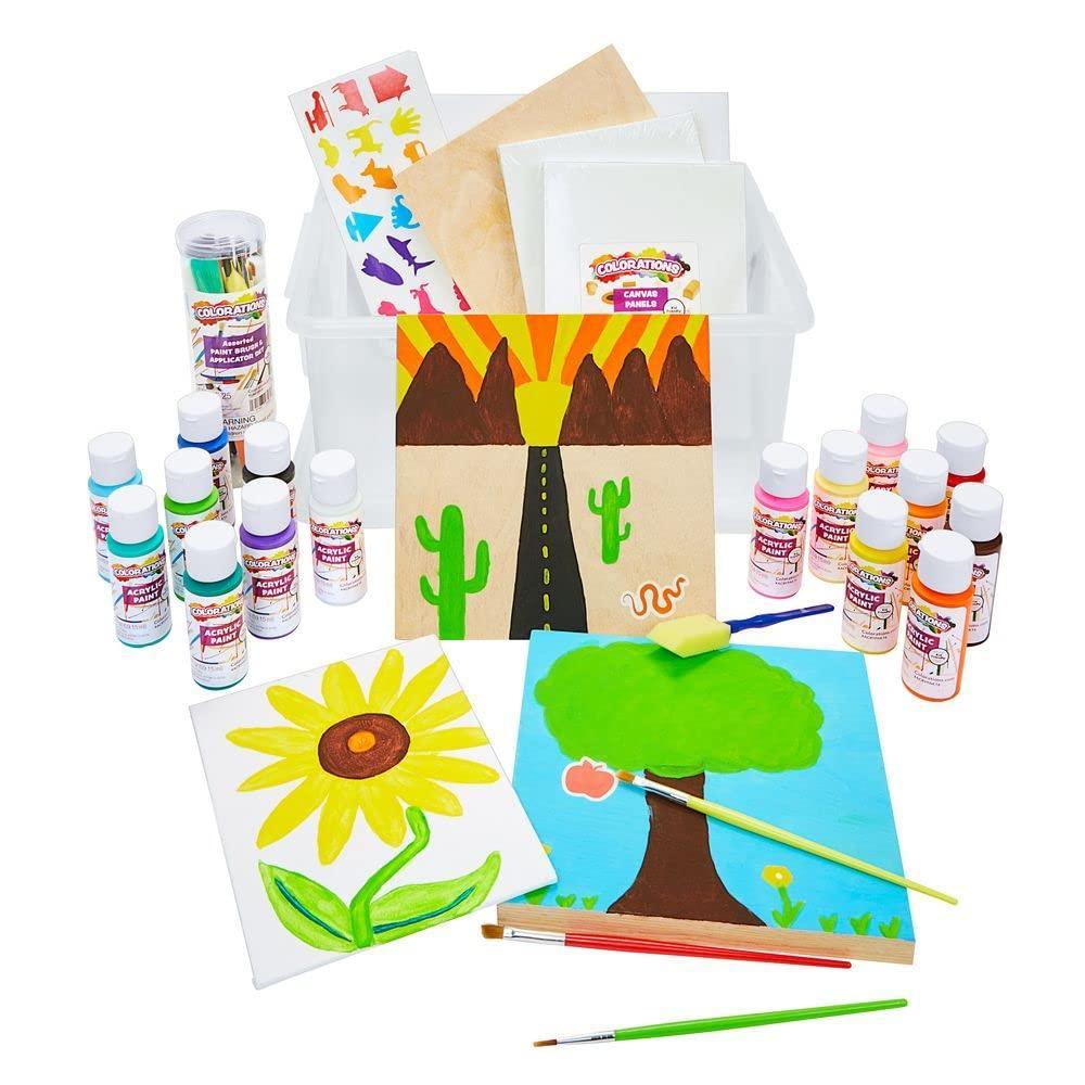 imageColorations Acrylic Paint ampamp Canvas Set with Bonus Stickers